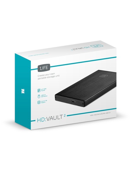 1Life hd vault 2 Carcasa de disco duro SSD Negro 2.5"