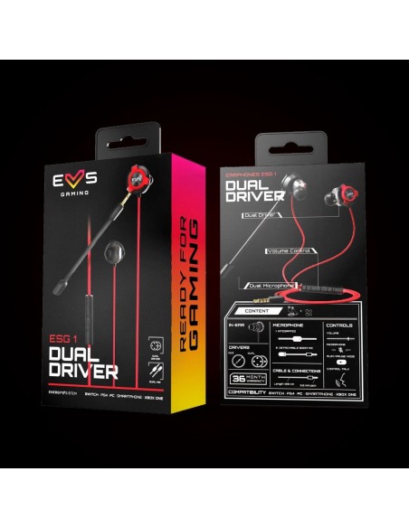 Energy Sistem ESG 1 DUAL DRIVER Auriculares Dentro de oído Conector de 3,5 mm Negro, Rojo