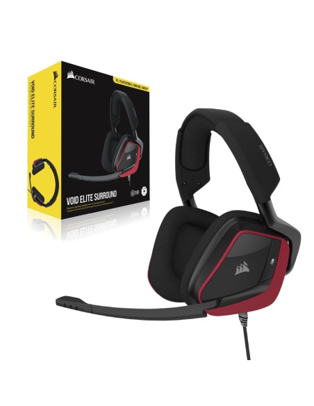 Corsair VOID ELITE SURROUND Auriculares Diadema Negro, Rojo