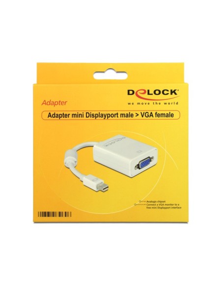 DeLOCK Adapter mini Displayport   VGA FM 0,18 m mini Displayport 20-pin M VGA 15-pin FM Blanco
