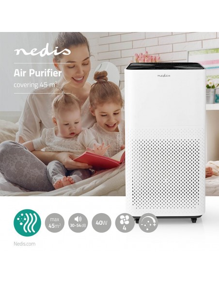 Nedis AIPU300CWT purificador de aire 45 m² 54 dB 35 W Negro, Blanco
