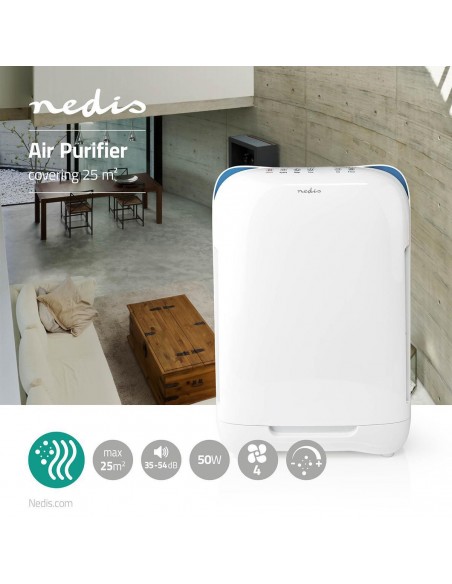 Nedis AIPU200CWT purificador de aire 25 m² 54 dB 50 W Blanco