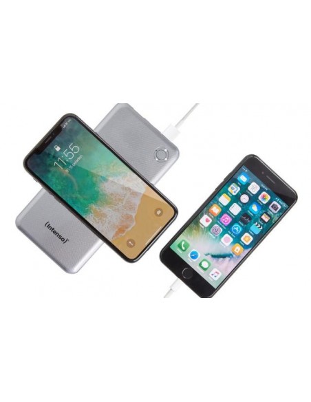 Intenso WP10000 batería externa Polímero de litio 10000 mAh Cargador inalámbrico Plata