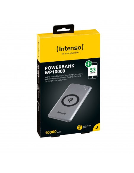 Intenso WP10000 batería externa Polímero de litio 10000 mAh Cargador inalámbrico Plata