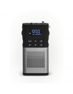 ​SCHNEIDER CONSUMER Schneider, Radio Turner Piccolo Plata, Sintonizador de FM, Display LED blanco, 5 estaciones de radio de la