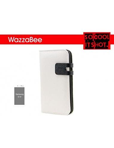 FUNDA WAZZABEE PARA SAMSUNG S IV POLIPIEL, MARCO INT. PLASTICO,CIERRE MAGNETICO,BLANCO (WB-S4-WP-WH) - Imagen 1