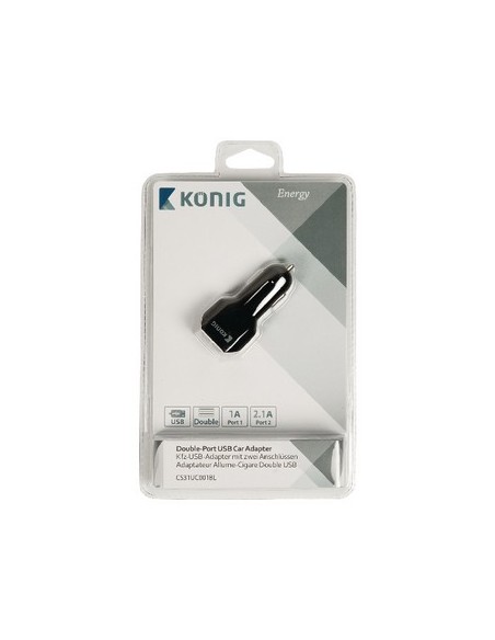 König CS31UC001BL cargador de dispositivo móvil Negro Auto