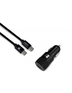 SUBBLIM Cargador Ultra Rapido Coche 2xUSB PD18W+QC3.0 + Cable C to C Black