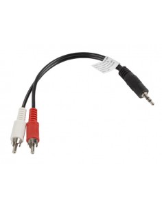 Lanberg CA-MJRC-10CC-0002-BK cable de audio 0,2 m 3,5mm 2 x RCA Negro, Rojo, Blanco