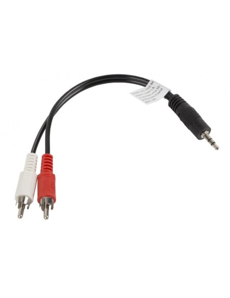 Lanberg CA-MJRC-10CC-0002-BK cable de audio 0,2 m 3,5mm 2 x RCA Negro, Rojo, Blanco