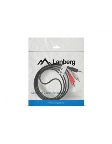 Lanberg CA-MJRC-10CC-0015-BK cable de audio 1,5 m 3,5mm 2 x RCA Negro