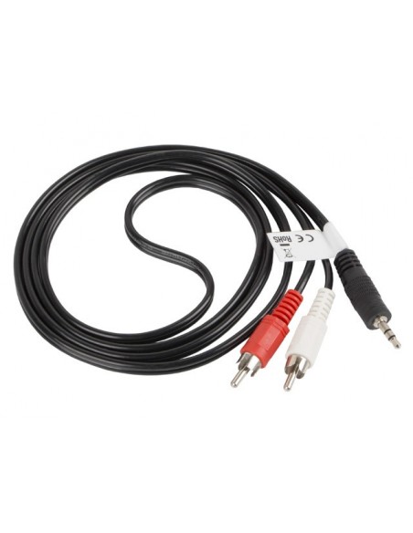Lanberg CA-MJRC-10CC-0015-BK cable de audio 1,5 m 3,5mm 2 x RCA Negro