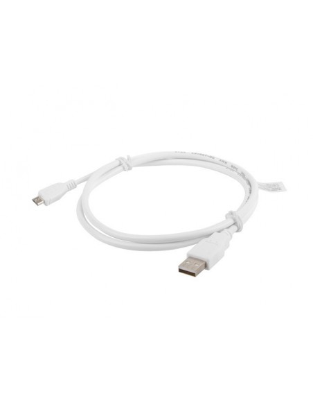 Lanberg CA-USBM-10CC-0010-W cable USB 1 m USB 2.0 Micro-USB A USB A Blanco