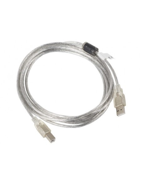 Lanberg CA-USBA-12CC-0030-TR cable USB 3 m USB 2.0 USB B Transparente