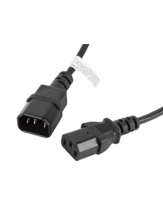Lanberg CA-C13E-10CC-0018-BK cable de transmisión Negro 1,8 m C13 acoplador C14 acoplador