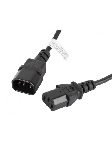 Lanberg CA-C13E-10CC-0018-BK cable de transmisión Negro 1,8 m C13 acoplador C14 acoplador
