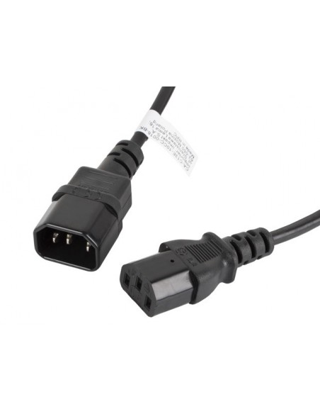 Lanberg CA-C13E-10CC-0018-BK cable de transmisión Negro 1,8 m C13 acoplador C14 acoplador