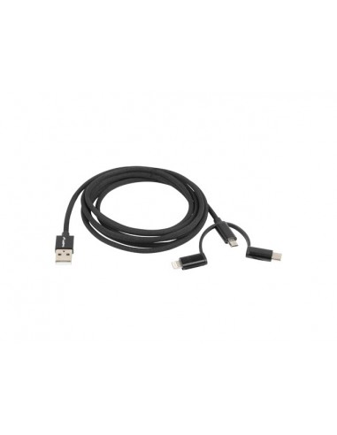 Lanberg CA-3IN1-11CC-0018-BK cable USB 1,8 m USB 2.0 USB A USB C Micro-USB B Lightning Negro