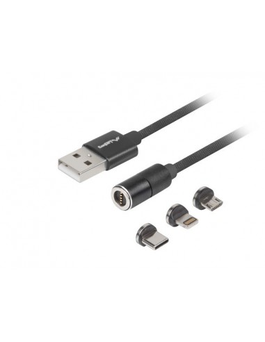 Lanberg CA-3IN1-20CU-0010-BK cable USB 1 m USB 2.0 USB C USB C.Micro USB A Lightning Negro