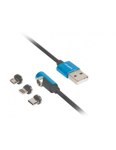 Lanberg CA-3IN1-21CU-0010-BL cable USB 1 m USB 2.0 USB A USB C Micro-USB B Lightning Negro, Azul