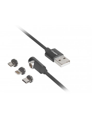 Lanberg CA-3IN1-21CU-0010-BK cable USB 1 m USB 2.0 USB A USB C Micro-USB B Lightning Negro
