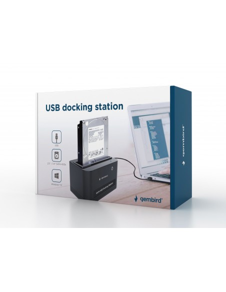 Gembird HD32-U2S-5 base de conexión para disco duro USB 2.0 Type-B Negro